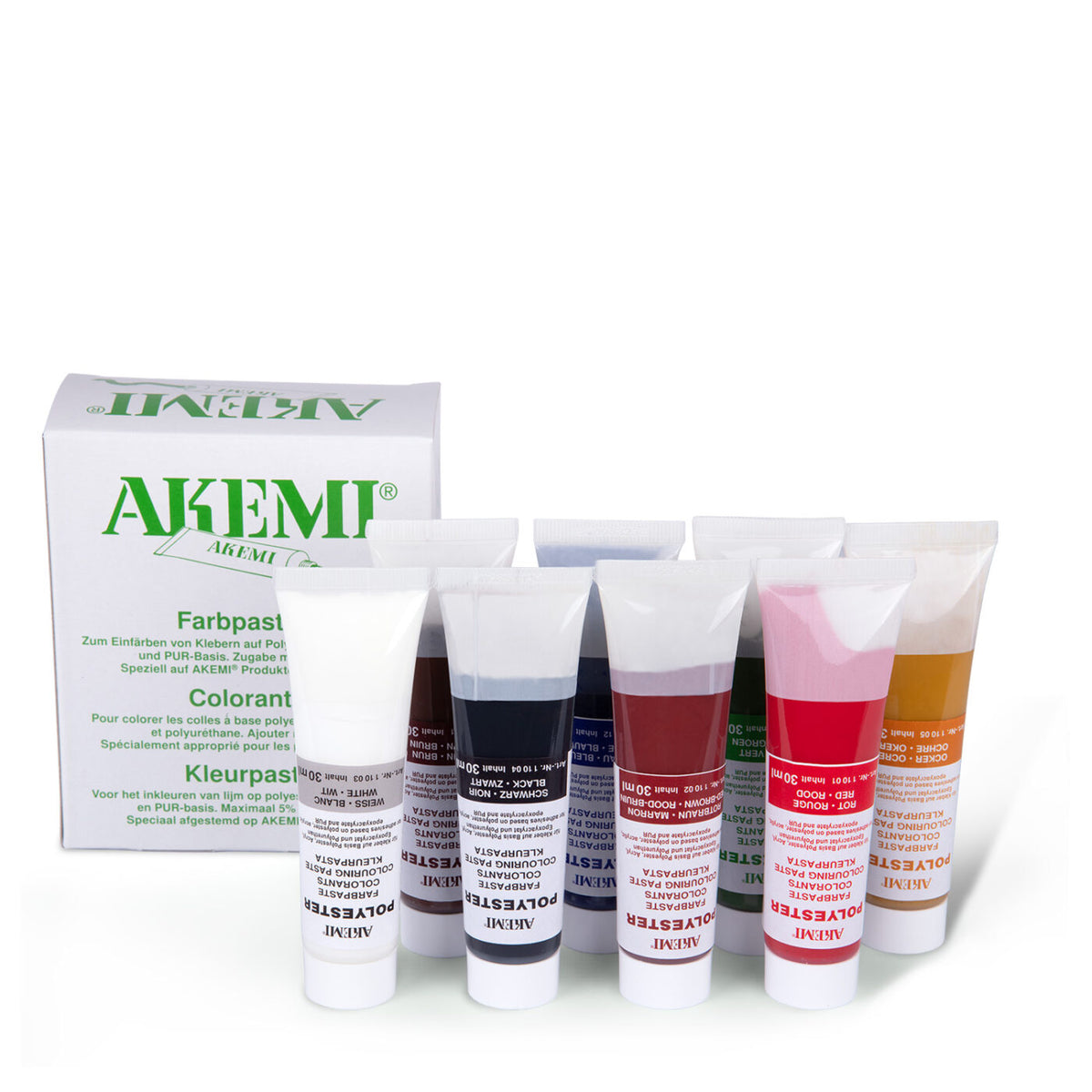 Colouring Pastes for Akemi Polyester, Epoxyacrylate & PUR Adhesives