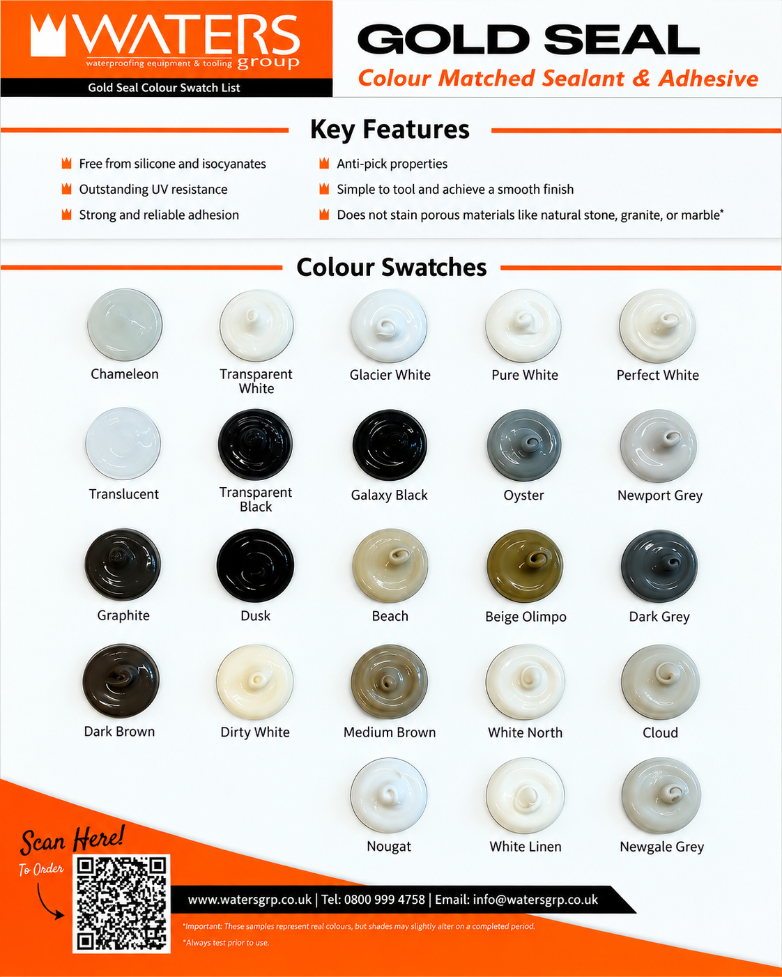Gold Seal Colour Swatch Sample Board | 20 + Colours
